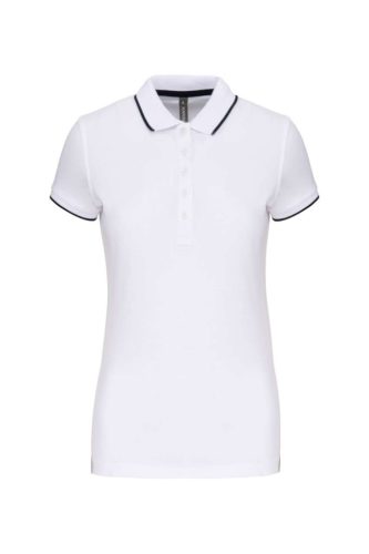 Női galléros piké póló, kontrasztcsíkos szélekkel, Kariban KA252, White/Navy-XL