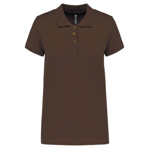 Női galléros piké póló, rövid ujjú, Kariban KA255, Chocolate-2XL