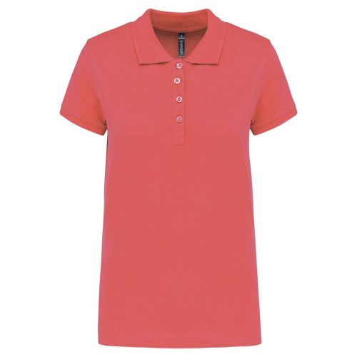 Női galléros piké póló, rövid ujjú, Kariban KA255, True Coral-2XL