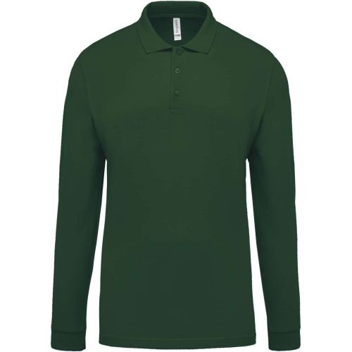 Férfi galléros hosszú ujjú piké póló, Kariban KA256, Forest Green-XL