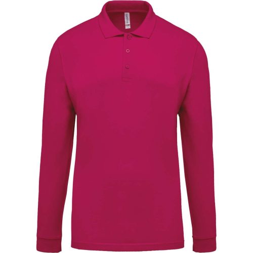 Férfi galléros hosszú ujjú piké póló, Kariban KA256, Fuchsia-2XL