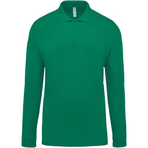 Férfi galléros hosszú ujjú piké póló, Kariban KA256, Kelly Green-3XL