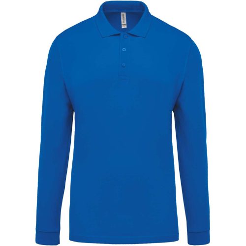 Férfi galléros hosszú ujjú piké póló, Kariban KA256, Light Royal Blue-2XL