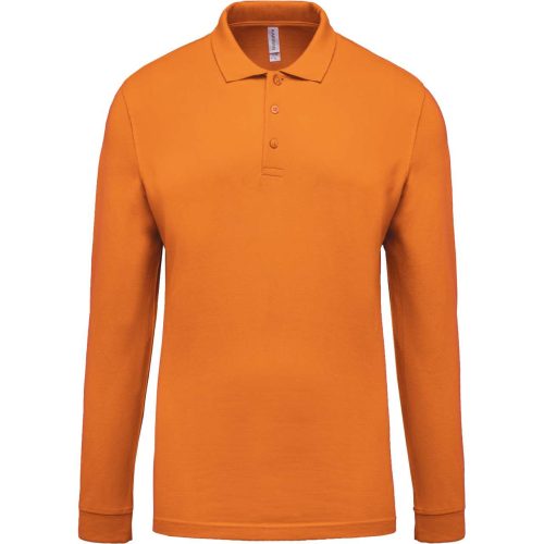 Férfi galléros hosszú ujjú piké póló, Kariban KA256, Orange-2XL