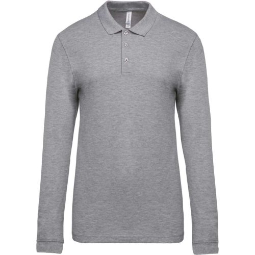 Férfi galléros hosszú ujjú piké póló, Kariban KA256, Oxford Grey-4XL