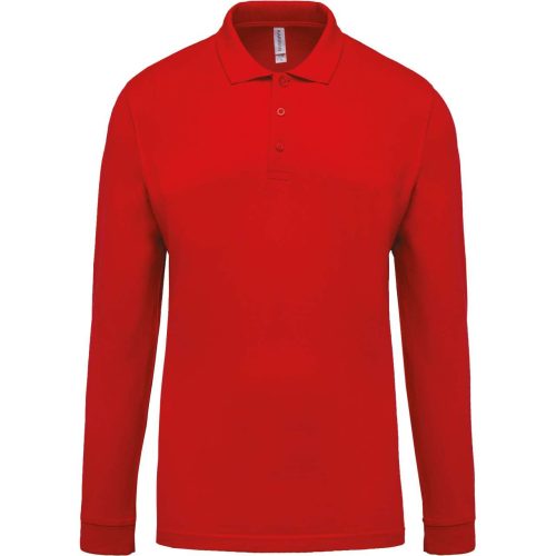 Férfi galléros hosszú ujjú piké póló, Kariban KA256, Red-2XL