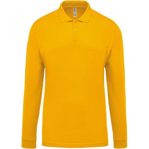 Férfi galléros hosszú ujjú piké póló, Kariban KA256, Yellow-2XL