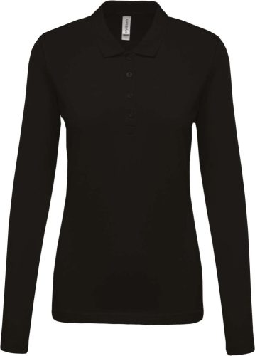 Női galléros hosszú ujjú piké póló, Kariban KA257, Black-3XL