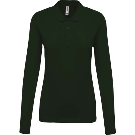 Női galléros hosszú ujjú piké póló, Kariban KA257, Forest Green-2XL