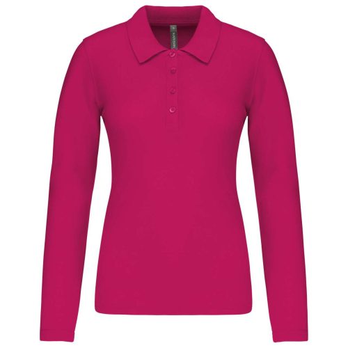 Női galléros hosszú ujjú piké póló, Kariban KA257, Fuchsia-2XL