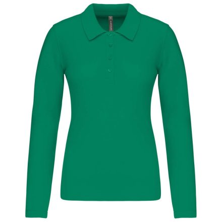 Női galléros hosszú ujjú piké póló, Kariban KA257, Kelly Green-3XL