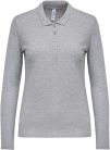 Női galléros hosszú ujjú piké póló, Kariban KA257, Oxford Grey-2XL