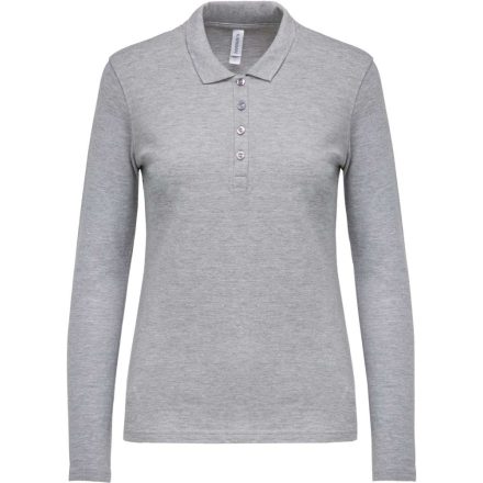 Női galléros hosszú ujjú piké póló, Kariban KA257, Oxford Grey-2XL