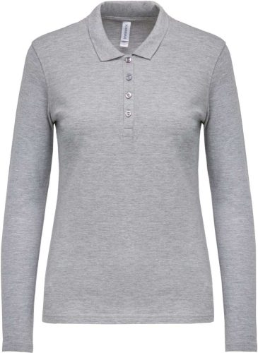 Női galléros hosszú ujjú piké póló, Kariban KA257, Oxford Grey-2XL