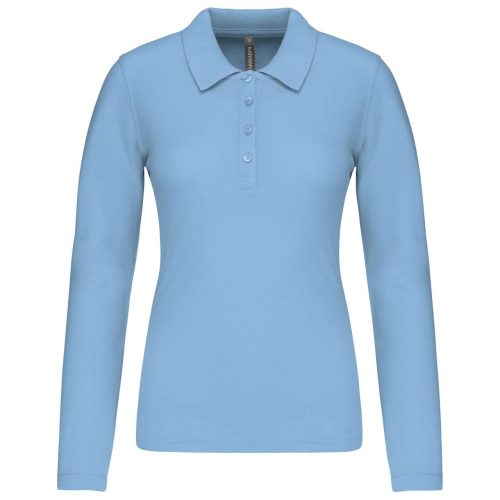 Női galléros hosszú ujjú piké póló, Kariban KA257, Sky Blue-2XL