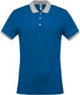 Férfi galléros piké póló, kontrasztos passzékkal, Kariban KA258, Light Royal Blue/Oxford Grey-2XL