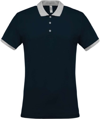 Férfi galléros piké póló, kontrasztos passzékkal, Kariban KA258, Navy/Oxford Grey-3XL