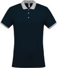 Férfi galléros piké póló, kontrasztos passzékkal, Kariban KA258, Navy/Oxford Grey-M