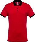 Férfi galléros piké póló, kontrasztos passzékkal, Kariban KA258, Red/Black-2XL