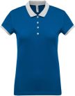 Női galléros piké póló, kontrasztos passzékkal, Kariban KA259, Light Royal Blue/Oxford Grey-S