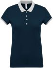 Női galléros piké póló, kontrasztos passzékkal, Kariban KA259, Navy/Oxford Grey-M