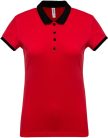 Női galléros piké póló, kontrasztos passzékkal, Kariban KA259, Red/Black-XS