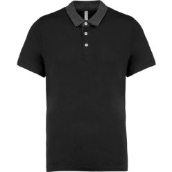   Férfi galléros jersey póló, kontrasztos gallérral, Kariban KA260, Black/Dark Grey Heather-S