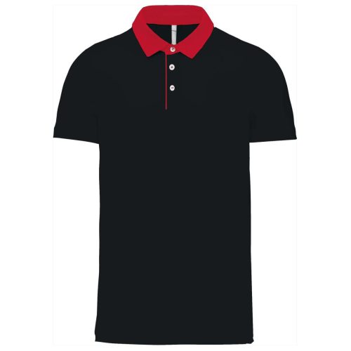 Férfi galléros jersey póló, kontrasztos gallérral, Kariban KA260, Black/Red-3XL