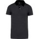 Férfi galléros jersey póló, kontrasztos gallérral, Kariban KA260, Dark Grey Heather/Black-2XL