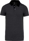 Férfi galléros jersey póló, kontrasztos gallérral, Kariban KA260, Dark Grey Heather/Black-L