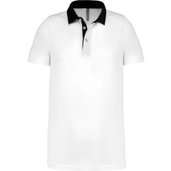   Férfi galléros jersey póló, kontrasztos gallérral, Kariban KA260, White/Navy-S