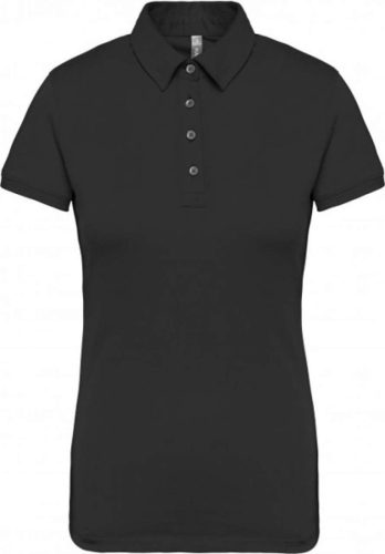 Női galléros rövid ujjú jersey póló, Kariban KA263, Black-2XL