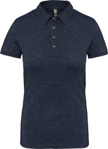 Női galléros rövid ujjú jersey póló, Kariban KA263, French Navy Heather-M