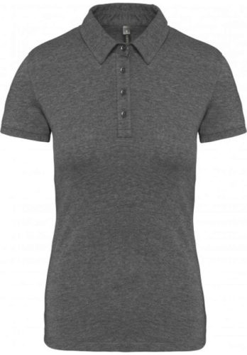 Női galléros rövid ujjú jersey póló, Kariban KA263, Grey Heather-XL