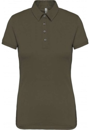 Női galléros rövid ujjú jersey póló, Kariban KA263, Light Khaki-M