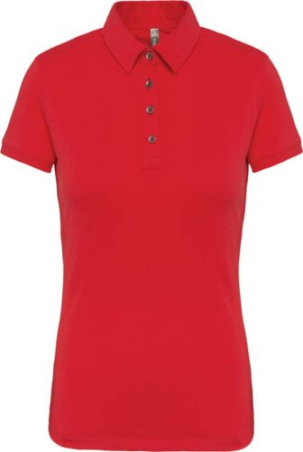 Női galléros rövid ujjú jersey póló, Kariban KA263, Red-XS