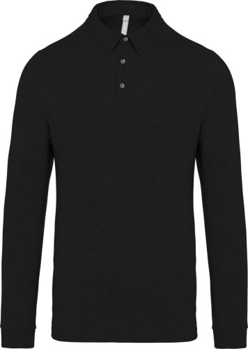 Férfi galléros hosszú ujjú jersey póló, Kariban KA264, Black-3XL