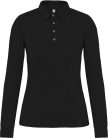 Női galléros hosszú ujjú jersey póló, Kariban KA265, Black-2XL