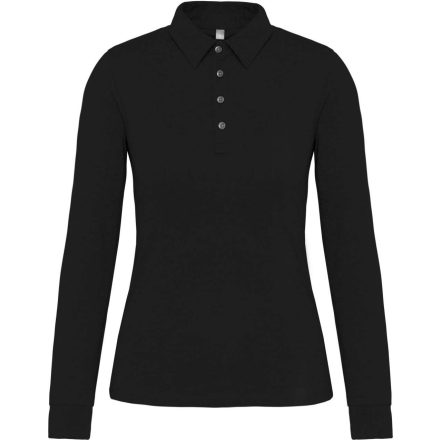 Női galléros hosszú ujjú jersey póló, Kariban KA265, Black-XS