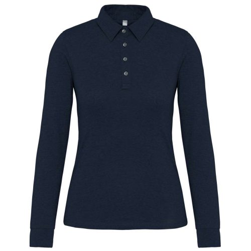 Női galléros hosszú ujjú jersey póló, Kariban KA265, Navy-L