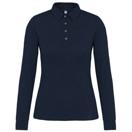 Női galléros hosszú ujjú jersey póló, Kariban KA265, Navy-S