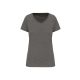 Női V-nyakú pamut póló, Supima pamutból, Kariban KA3003, Grey Heather-XS