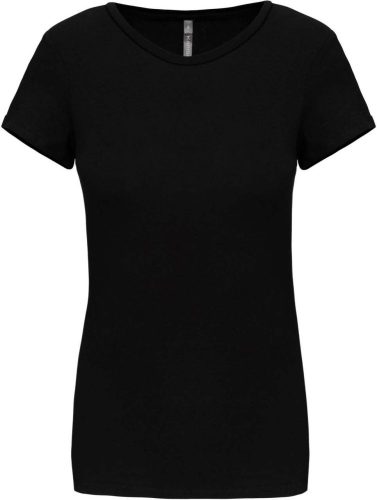 Női rövid ujjú környakas sztreccs póló, Kariban KA3013, Black-2XL