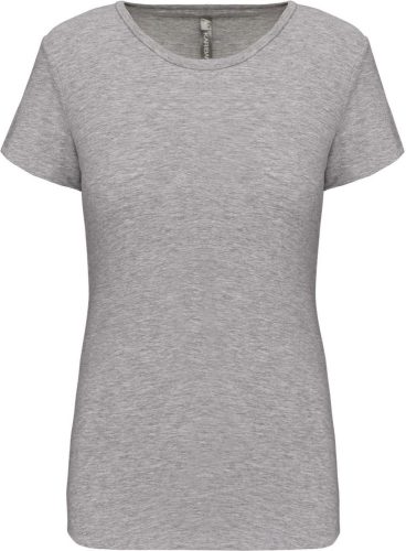 Női rövid ujjú környakas sztreccs póló, Kariban KA3013, Light Grey Heather-2XL