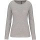 Női hosszú ujjú kereknyakú sztreccs póló, Kariban KA3017, Light Grey Heather-2XL