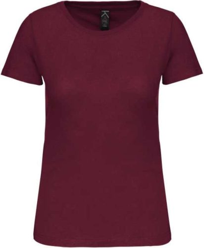 Női organikus kereknyakú rövid ujjú póló, Kariban KA3026IC, Wine-2XL