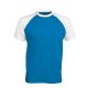 Férfi raglán ujjú kétszínű baseball póló, Kariban KA330, Aqua Blue/White-3XL