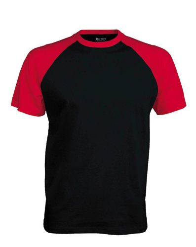 Férfi raglán ujjú kétszínű baseball póló, Kariban KA330, Black/Red-2XL