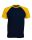 Férfi raglán ujjú kétszínű baseball póló, Kariban KA330, Navy/Yellow-3XL