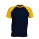 Férfi raglán ujjú kétszínű baseball póló, Kariban KA330, Navy/Yellow-3XL